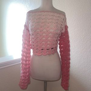 Pink ombré flare crop top